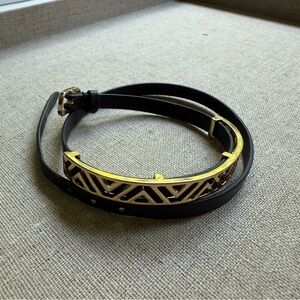 Stella & Dot Black and Gold Geometric Belt